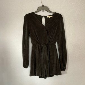 REWIND black shimmer romper with ribbed material size small